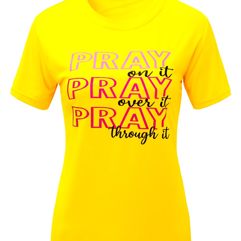 Yellow Pray On it T-Shirt Size L